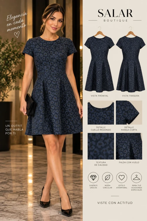 VESTIDO ESTAMPADO CON FALDA CON VUELO – PROMOD – TALLA M